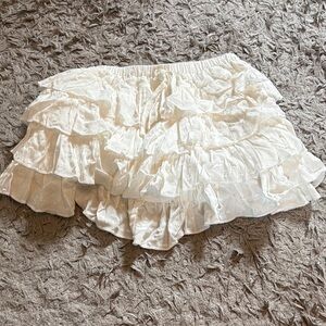 Altar'd State white preppy Tiered Ruffle Mini Skirt